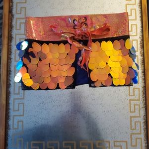 Open tie front large-sequin detail skirt